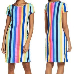 LILLY PULITZER short sleeve Marlowe multi-color vertical stripe dress size M